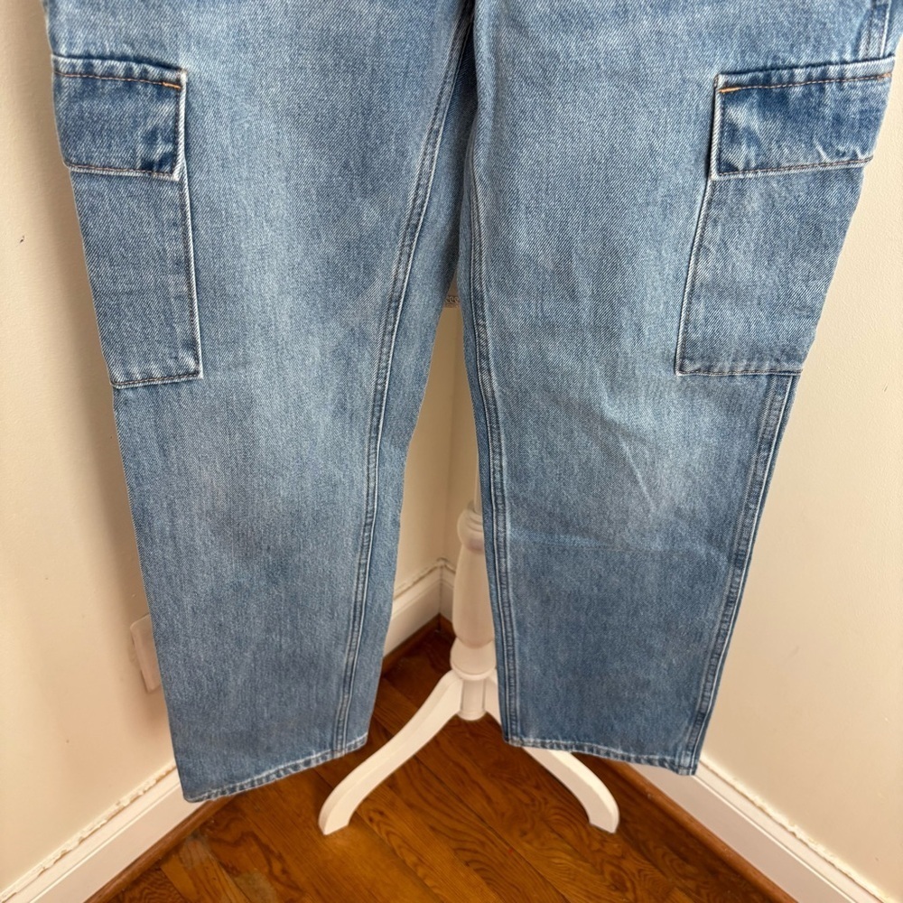 Denim Forum The '90s Edie Lo-rise Cargo Jean in 7 Yrs Pctr Ths Bleu Size 24 NWOT - Picture 9 of 16